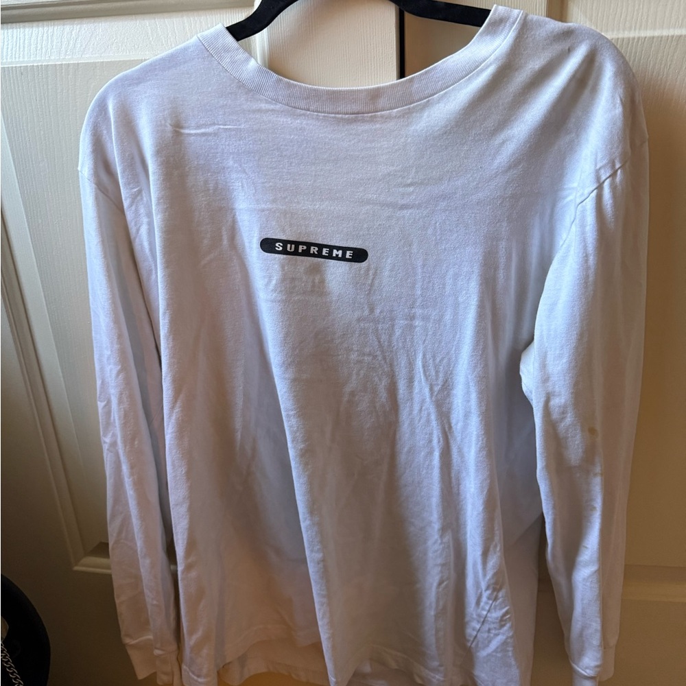 Supreme White Long Sleeve Tee with Logo